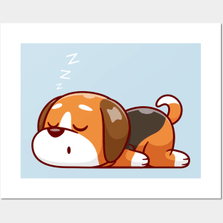 Cute Dog Sleeping Cartoon Posters and Art